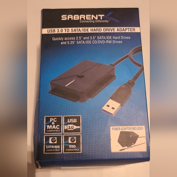 Sabrent USB-DS12 USB 3.0 HARD DRIVE READER READS SSD/SATA/IDE 2.5/3.5/5.25 - Picture 1 of 7